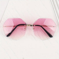 Oversized Polygonal Sunglasses Gradient Rimless Glasses UV400