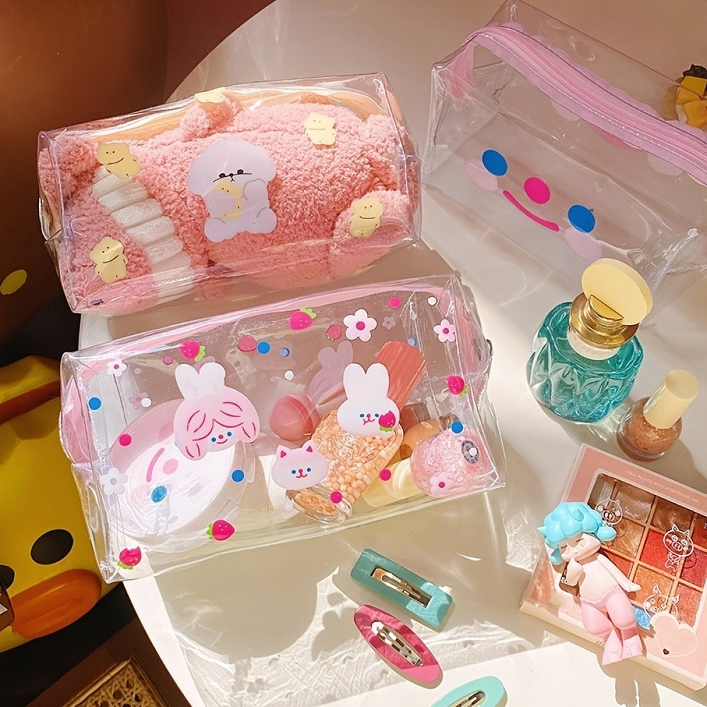 Cartoon Bear Dog PVC Travel Cosmetic Bag Waterproof Makeup Storage