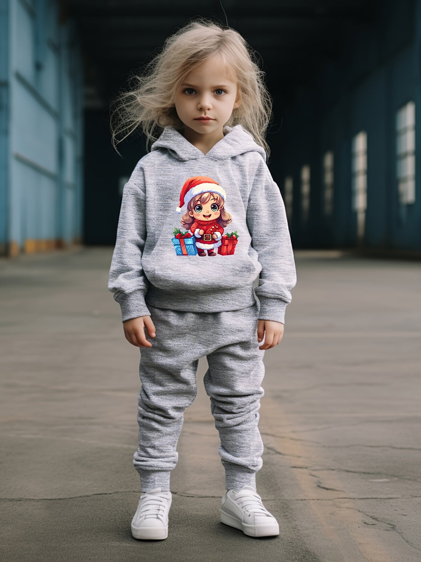 Girls Boys Girl Print Hoodies Pants Set Spring Fall Sports Christmas