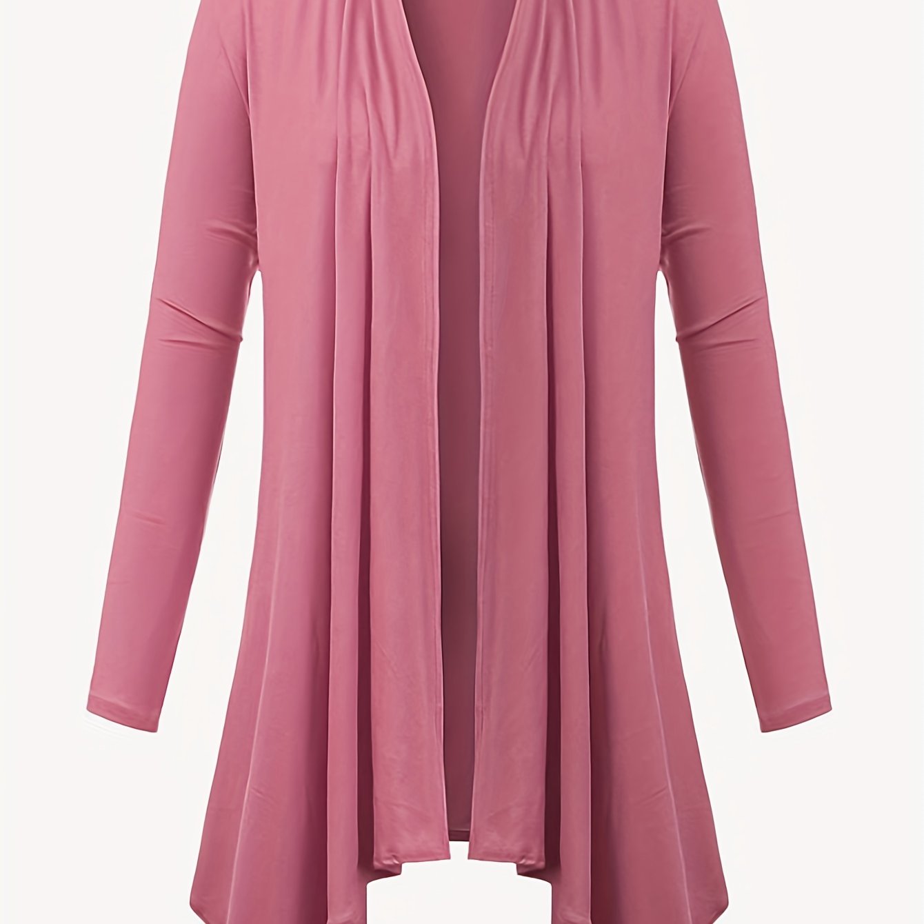 Solid Long Sleeve Open Front Cardigan