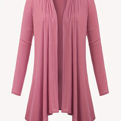 Solid Long Sleeve Open Front Cardigan