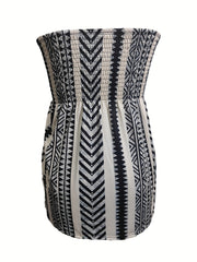 Geometric Print Shirred Tube Top Bandeau Top Women's Clothing