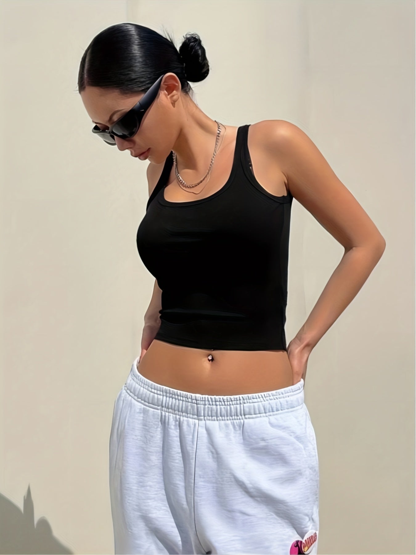Sexy U Neck Tank Top Sleeveless Summer Top