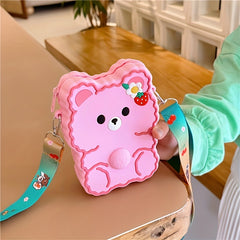 Silicone Bear Coin Purse Bubble Toy Crossbody Bag