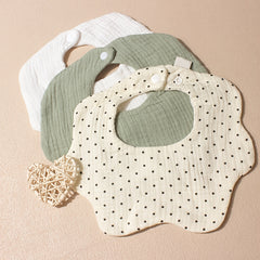 3 Pack Petal Shaped Baby Bibs Absorbent Gauze Drool Bibs Snap Closure