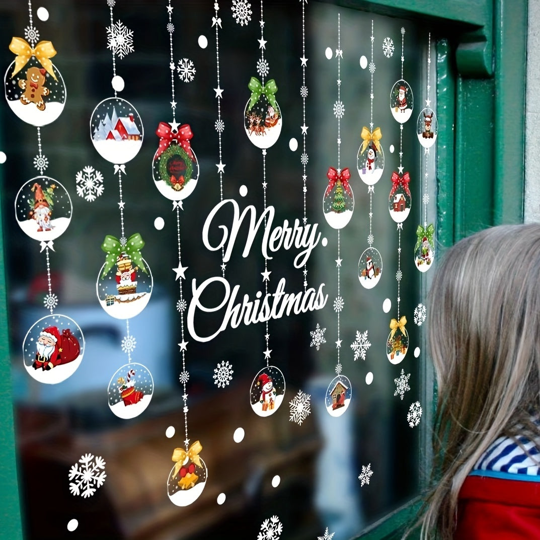 Santa Claus Snowflake Wall Sticker Home Decoration 30x80CM