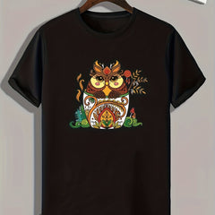 Owl Print Men's T-shirt Casual Comfy Tees For Summer