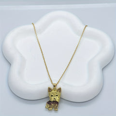 Yorkshire Sparkling Rhinestone Pet Pendant Necklace - Great Gift