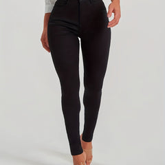 Solid Skinny Jeans High Stretch Mid Rise Stylish Plain Denim Pants