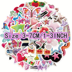 50pcs Y2K Celebrity Hairpin Series Waterproof Graffiti Stickers DIY Handbook Sti
