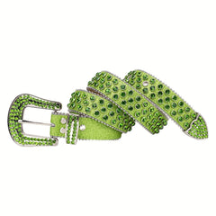 Men's Rhinestone Belt Western Cowboy Cowgirl Punk Crystal Studded Belt