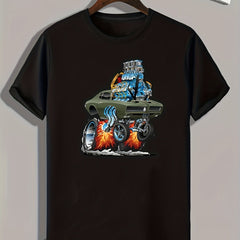 Ablaze Car Print Men's Graphic T shirt for Summer