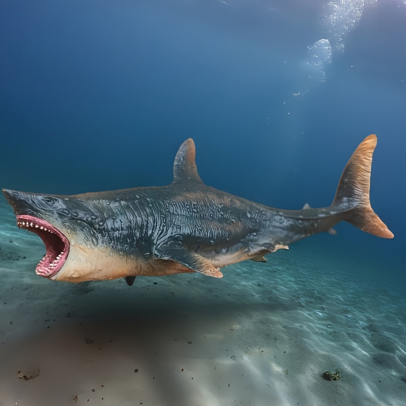 Realistic Shark Model Bite Resistant PVC Collectible Toy w/ Detailed Markings
