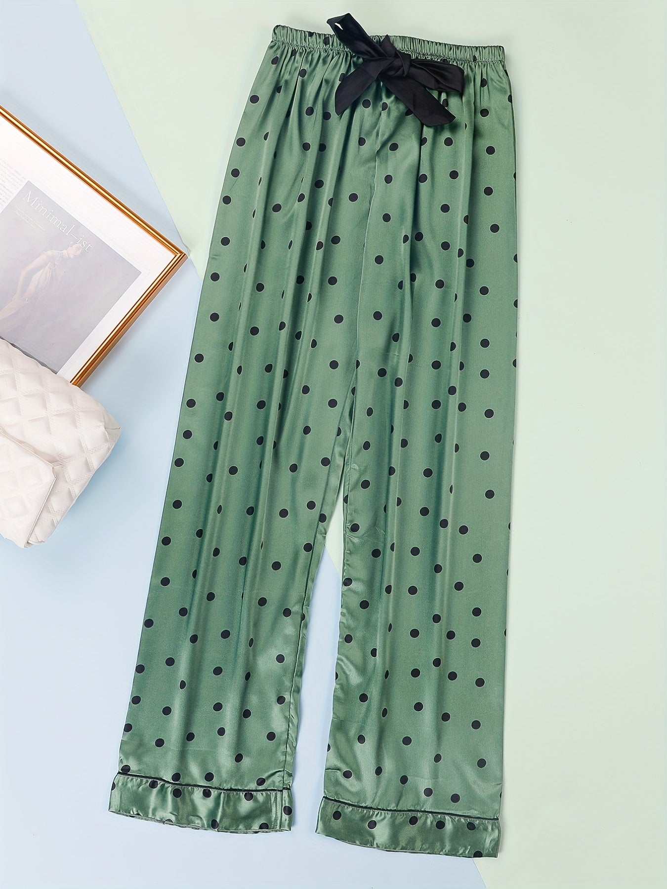 Polka Dot Print Pajamas Pants Elastic Waistband Women's Sleepwear