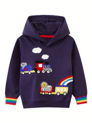Boys Cartoon Car Hooded Sweatshirt