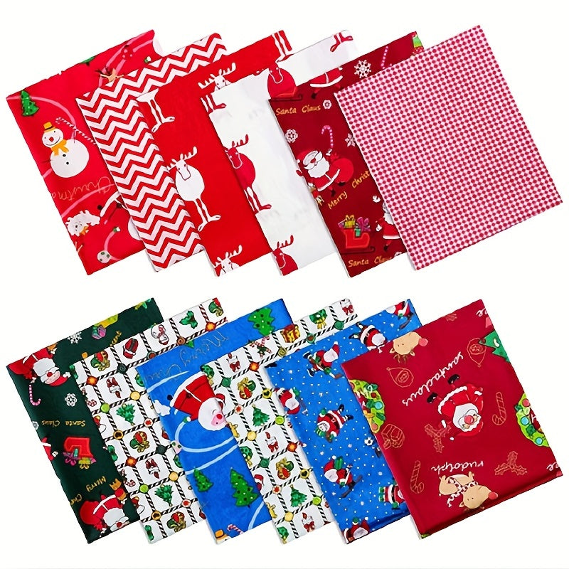 12pcs Cotton Christmas Cloth Set DIY Patchwork Pure Cotton Christmas Deco