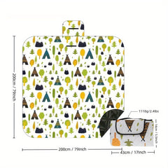 Waterproof 3 Layer Picnic Blanket 200 X 200 Boho Forest Print