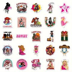 50pcs Cowgirl Cartoon Graffiti Stickers Waterproof Sticker
