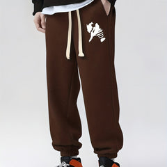 Cartoon Pattern Print Drawstring Sweatpants Loose Fit Pants Men's