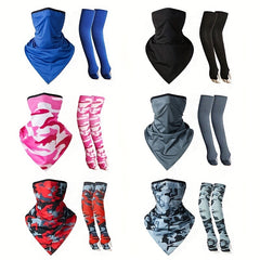 Camouflage Cycling Ice Silk Sleeve Cover & Face Mask Set