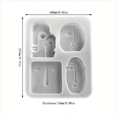 Abstract Face Silicone Mold 4pcs for Soap Candle Plaster Resin Pendant Gift
