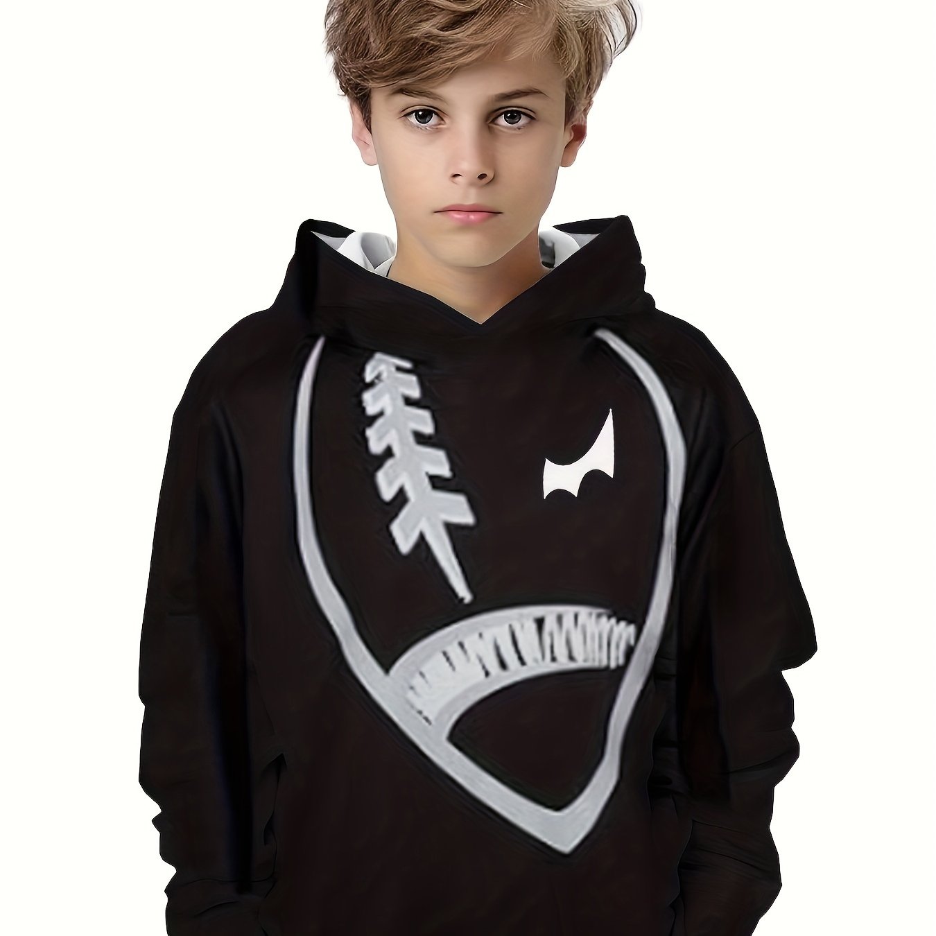 Boys Football Print Hoodie Kids Long Sleeve Sweatshirt
