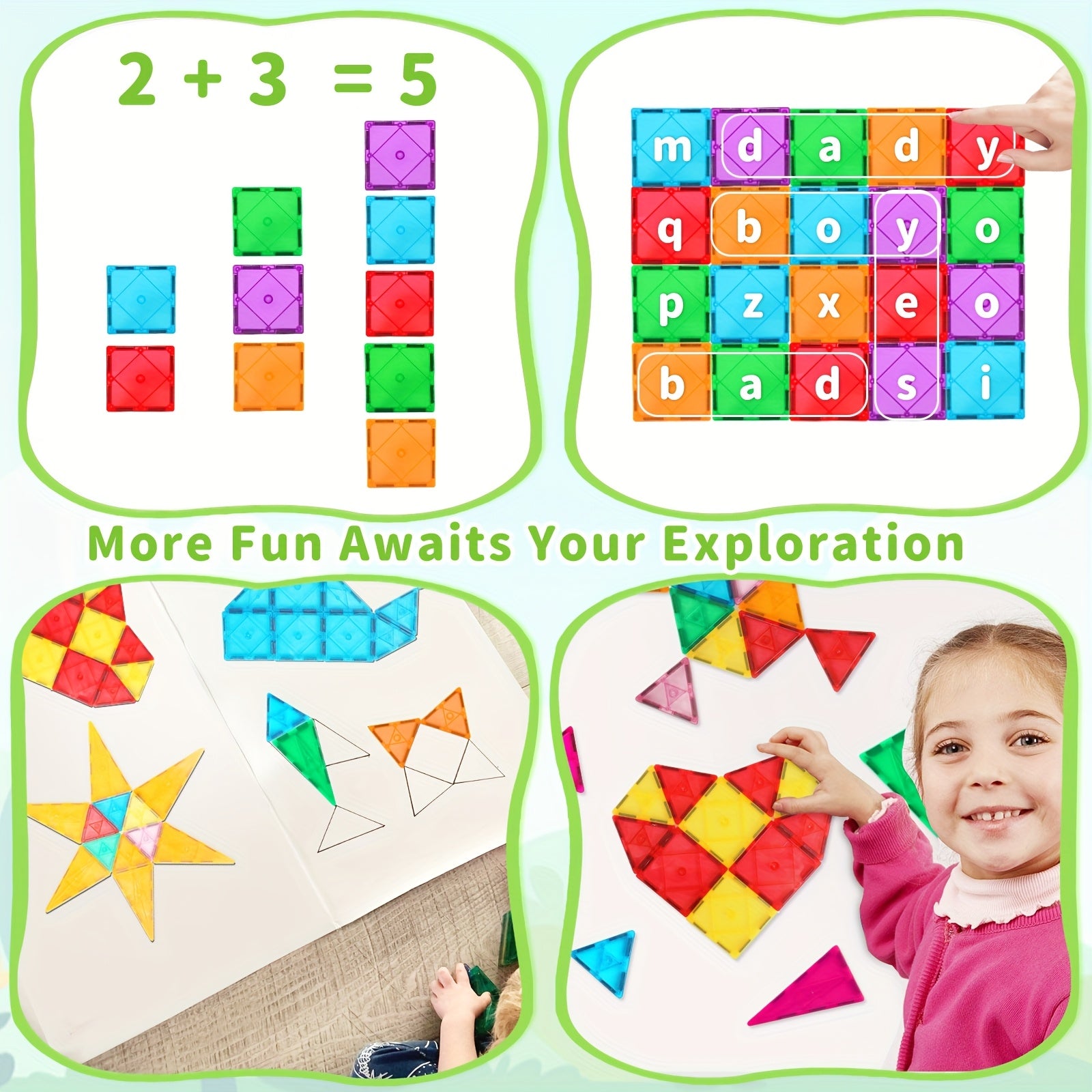 99pcs Magnetic Tiles Building Blocks Educational Toys for Kids Age 3-8