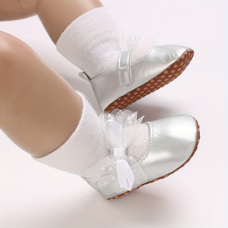 Bowknot Ballet Flat Shoes For Baby Girls Lightweight Non slip Walking Shoes