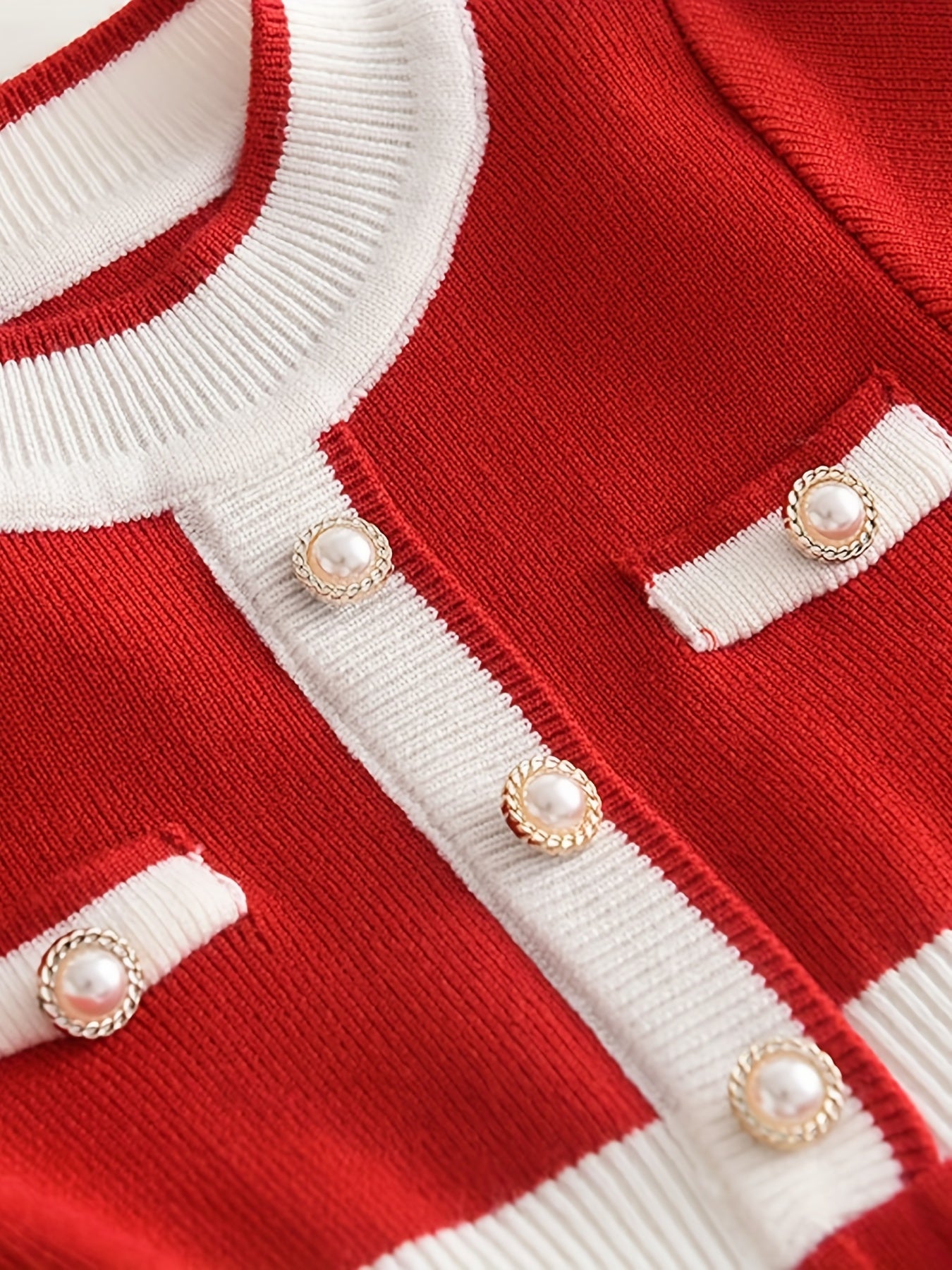 Girls' Knit Pearl Buttons Long Sleeve Sweater Dress