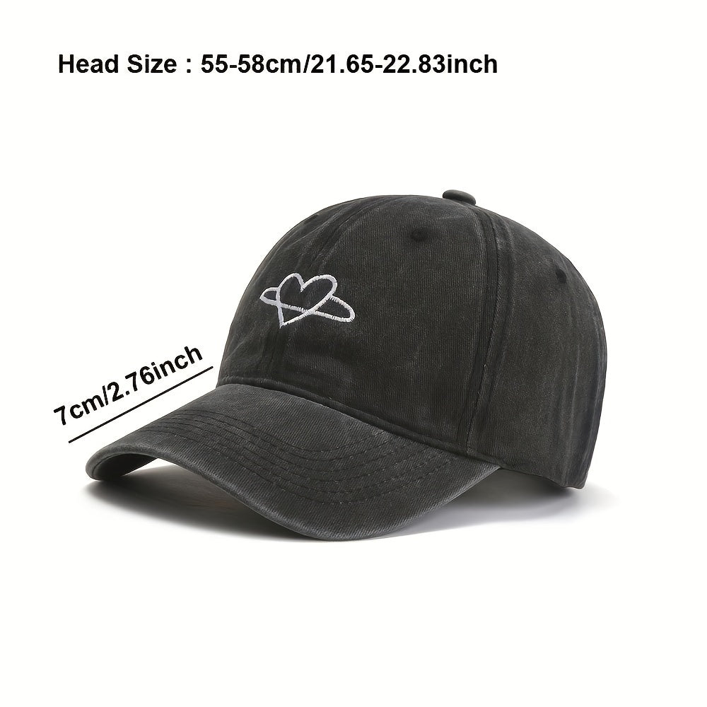 Love Heart Embroidered Baseball Cap Couple Dad Hat Soft Top Baseball Caps