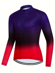Men's Cycling Jersey Gradient Graphic Long Sleeves Shirt For Biking