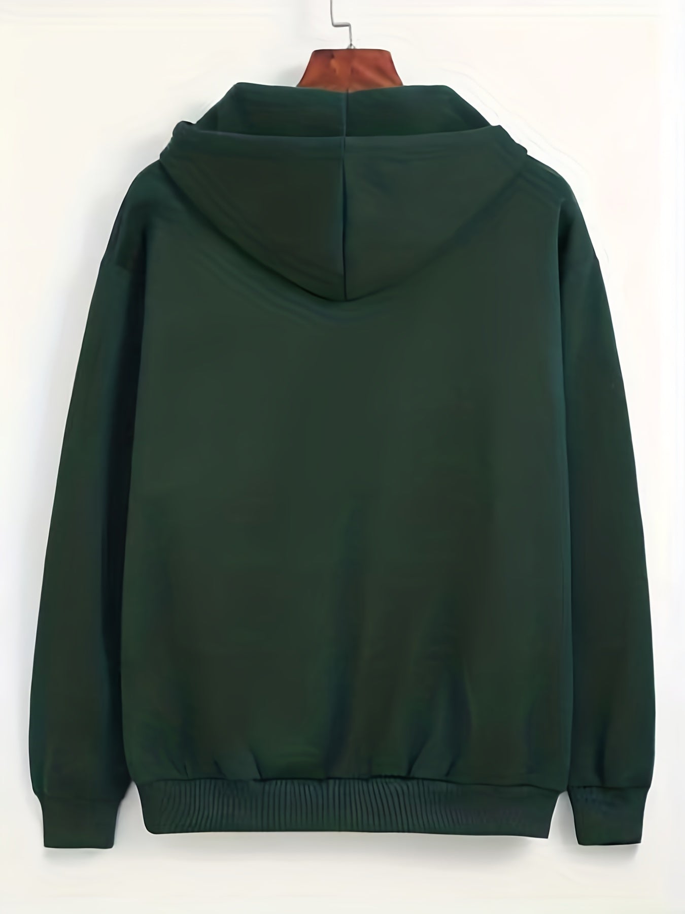 Solid Kangaroo Pocket Hoodie Casual Long Sleeve Drawstring Hoodies Sweatshirt