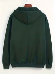 Solid Kangaroo Pocket Hoodie Casual Long Sleeve Drawstring Hoodies Sweatshirt