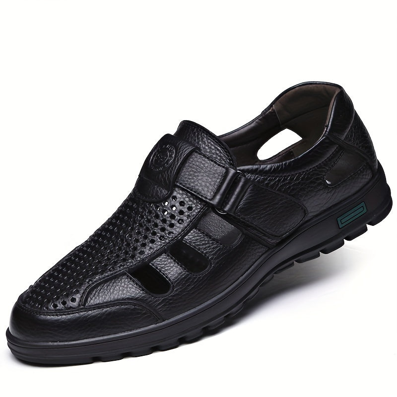 Men's Breathable Closed Toe Hollow Out Sandals with Adjustable Buckle