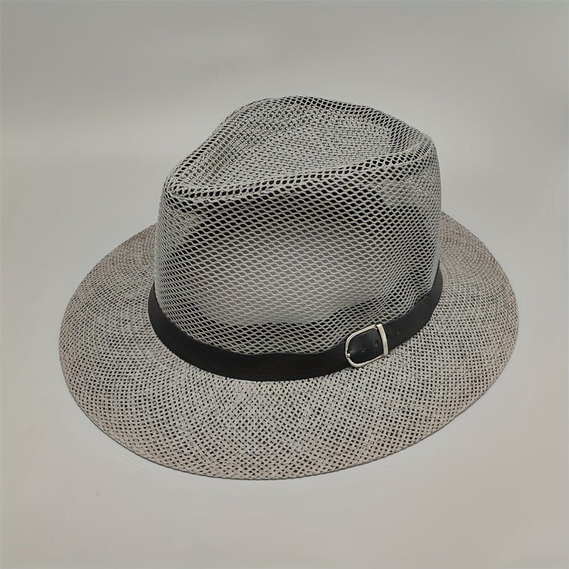Mesh Hollow Fedora Belt Sun Hat Unisex Outdoor Beach Hats