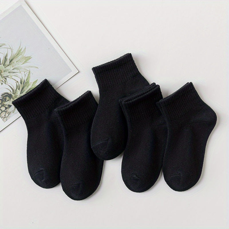 5 pairs Boys Plain Ankle Socks Breathable Comfortable Sport Socks For Kids
