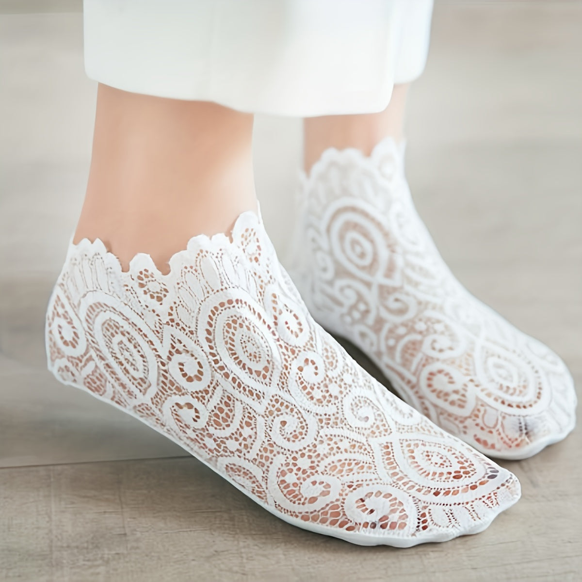3 Pairs Contrast Lace Socks Short Women's Stockings