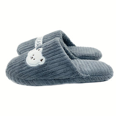 Men's Bear Cozy Plush Slippers Anti-Skid Indoor Winter Shoes