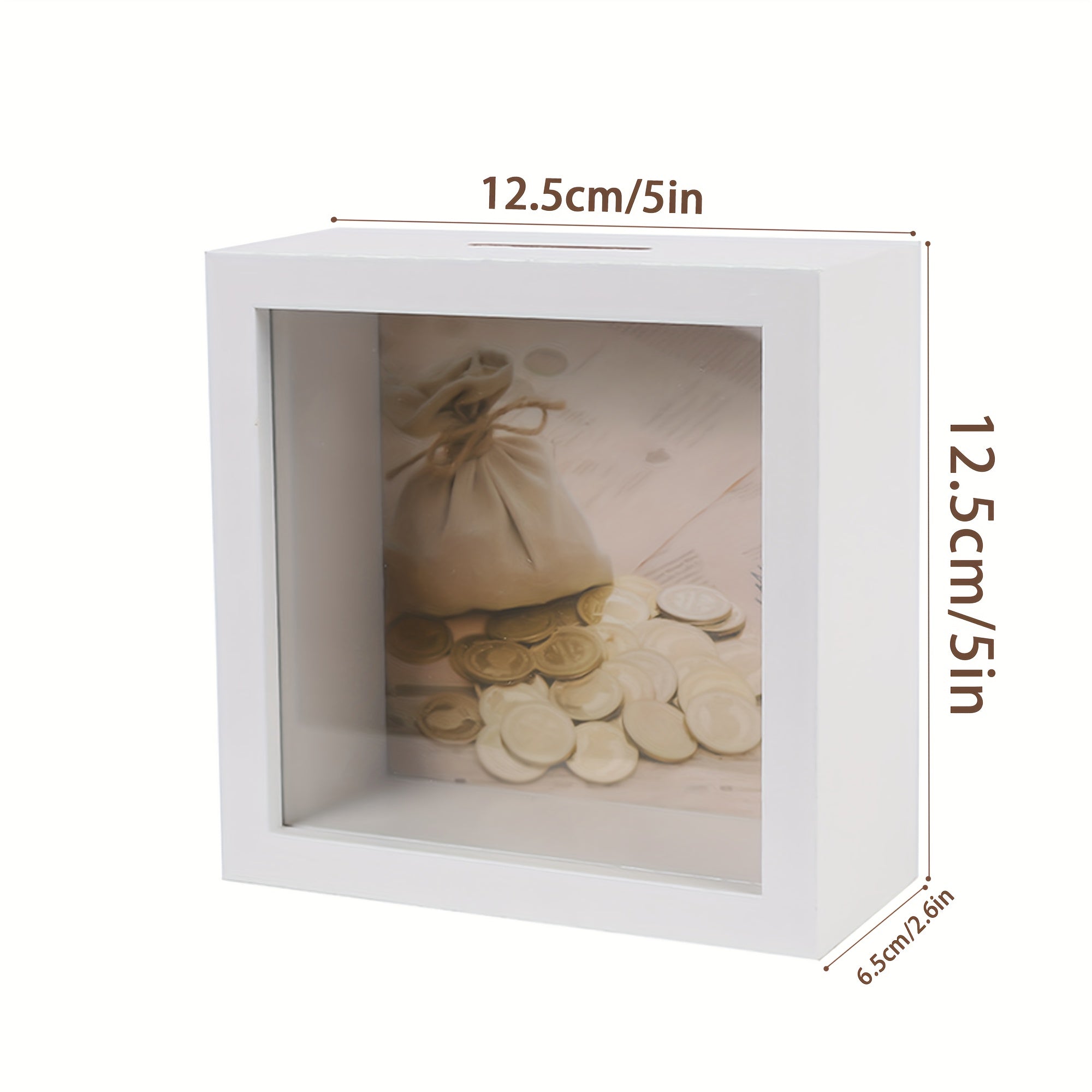 Acrylic Photo Frame Piggy Bank Transparent Reusable Coin Cash Money Box