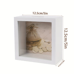 Acrylic Photo Frame Piggy Bank Transparent Reusable Coin Cash Money Box