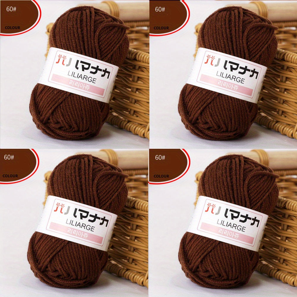 4pcs Soft Milk Cotton Knitting Yarn Anti Pilling 4ply Cotton Yarn for Crochet