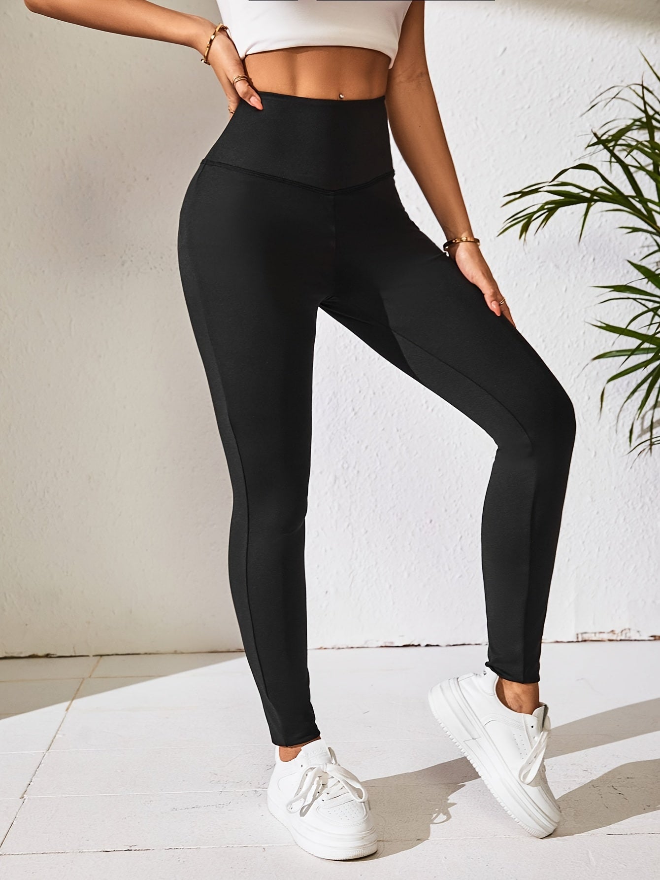 Solid Yoga Workout Pants Stretchy Running Fitness Leggings