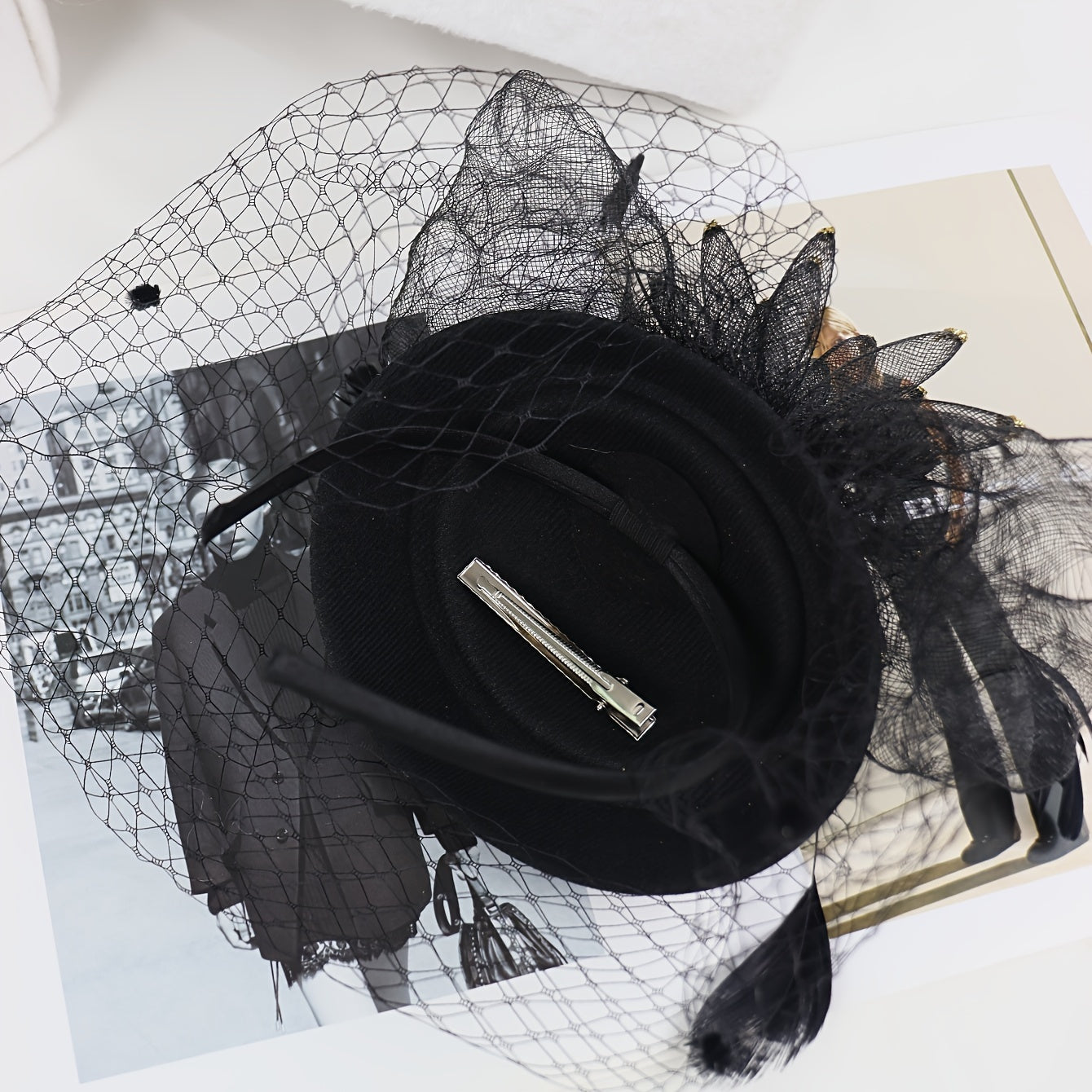 Vintage Tea Party Hat with Veil Netting for Weddings