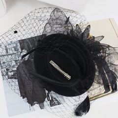 Vintage Tea Party Hat with Veil Netting for Weddings