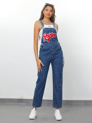 Women's Red Letter Bib Overall Denim Jeans