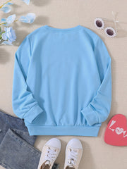Girls Colorful Hearts Crew Neck Sweatshirts Pullovers For Sports Casual Outfit