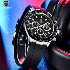 LIGE Boy's Big Dial Silicone Sport Watch Waterproof Quartz Chronograph