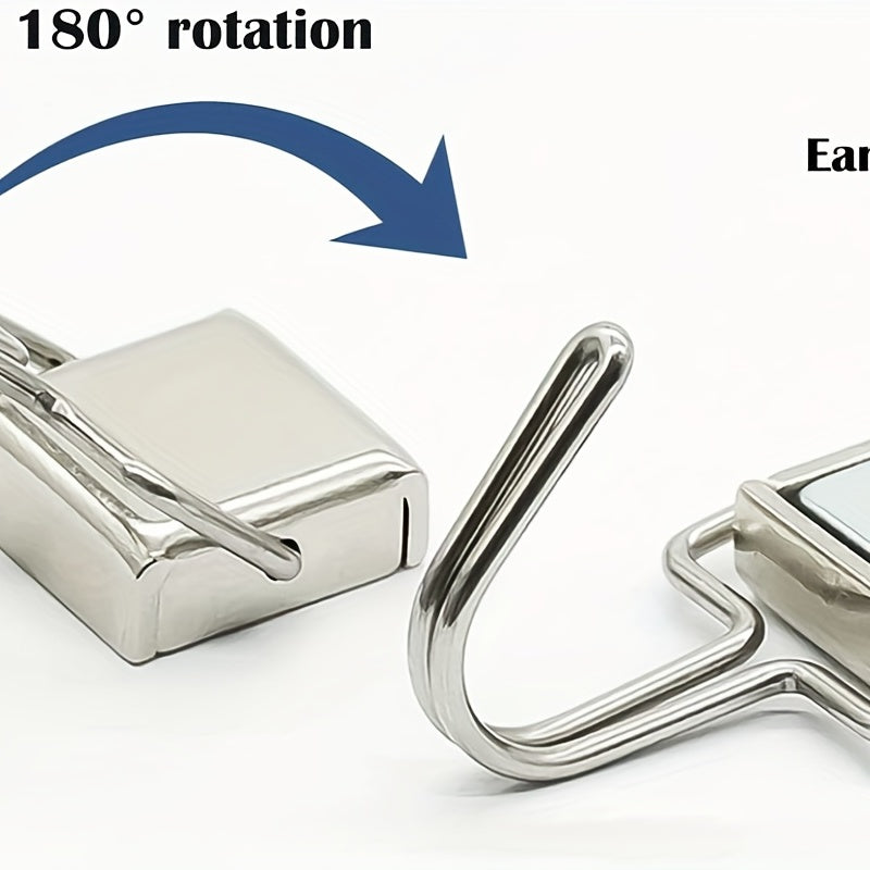 10pcs Magnetic Hooks 14lbs Strong Magnets With Hooks For Hanging - Silver