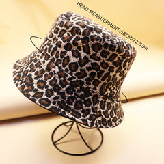 Leopard Print Reversible Bucket Hat Breathable Vacation Sunscreen Cloche Hats