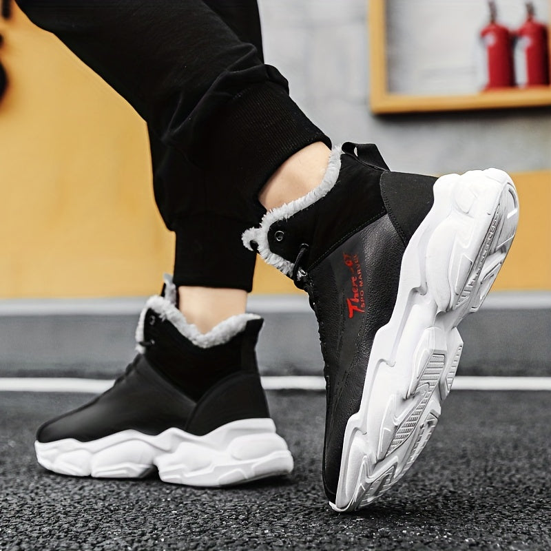Men's Thermal Lace-Up Sneakers with Fuzzy Lining